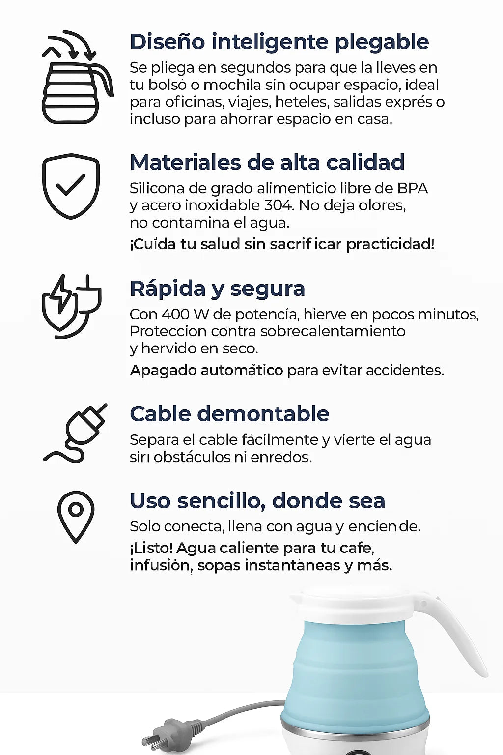 🌟 Hervidora Eléctrica Plegable – ¡Lleva el confort contigo a donde vayas!