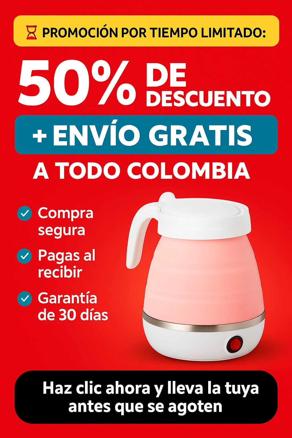 🌟 Hervidora Eléctrica Plegable – ¡Lleva el confort contigo a donde vayas!