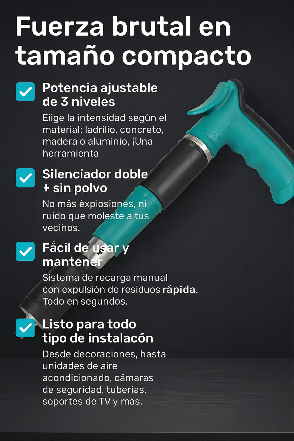 Pistola de Clavos Profesional – ¡Fija TODO en segundos!!