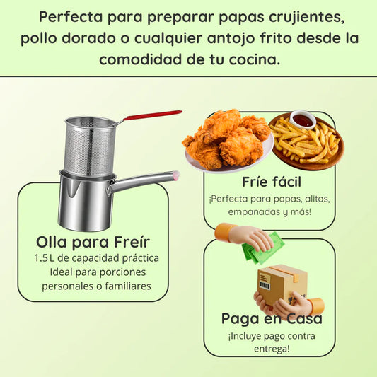 🍟 Olla Freidora de Acero Inoxidable 1.5L