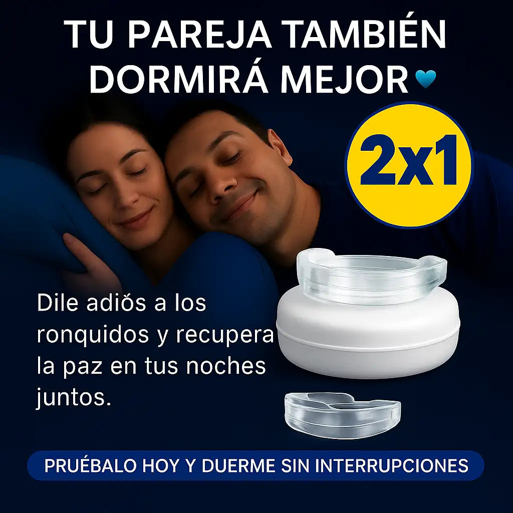 Duerme sin ronquidos 😴 – Recupera tus noches con nuestro protector bucal 2X1
